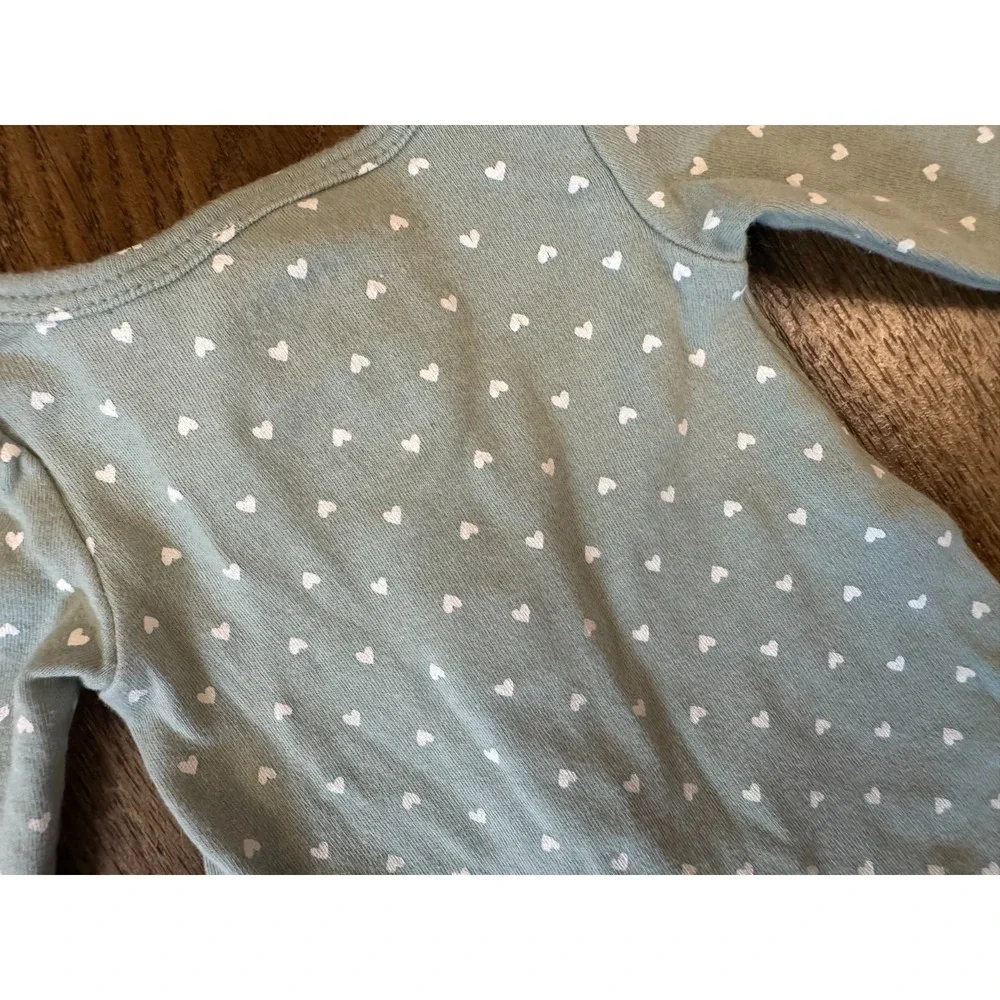 Baby Girl Preemie Outfit Footie‎ Sleeper Heart Bear Green 2 Way Zipper Clothes